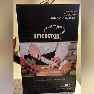 New Amorston Black Knife Set  15 pcs with Block/ juego de cuchos nuevo